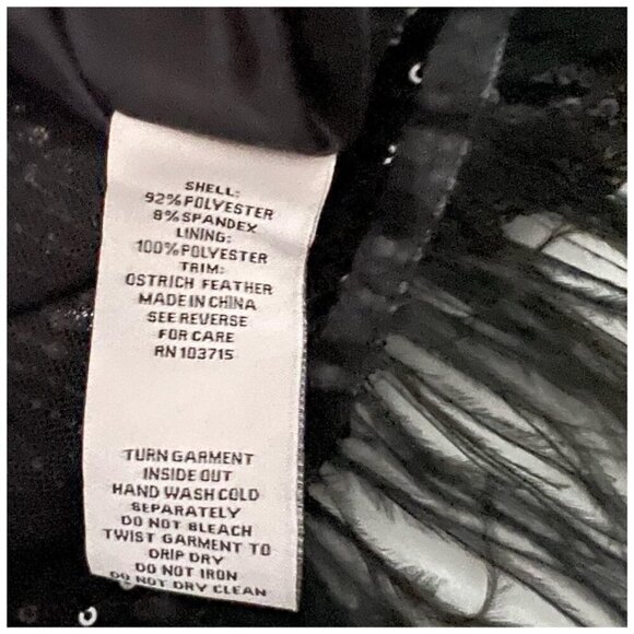 Nanette Lepore Womens Black High Neck Feather Trim Sequined Dress Sz 12 New - Picture 7 of 9